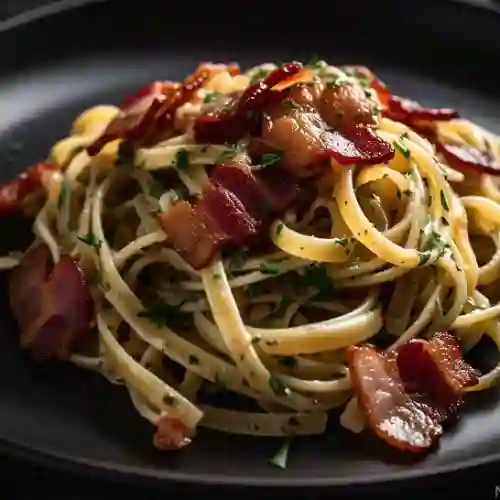 Pasta con Tocineta y Salsa de la Casa