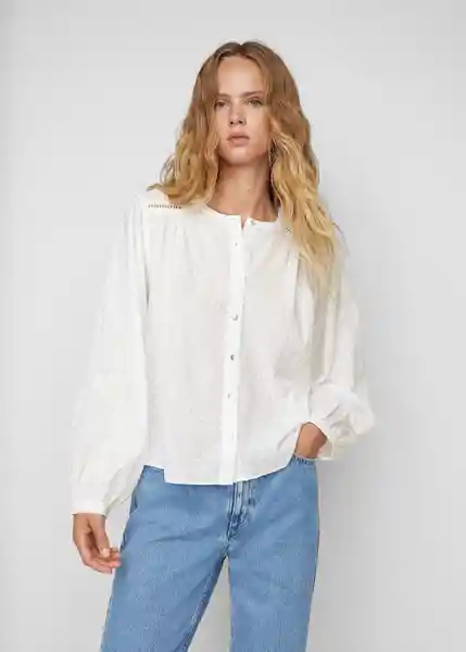 Blusa Plum Off White Talla L Mujer Mango