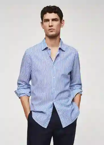 Camisa Saltes Navy Talla L Hombre Mango