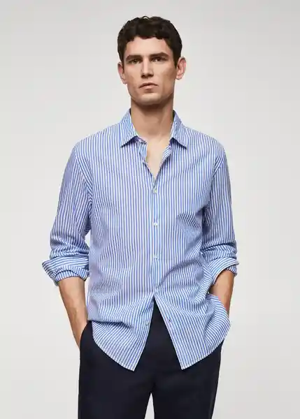 Camisa Saltes Navy Talla L Hombre Mango