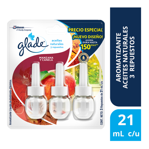 Glade Aromatizante Líquido de Ambiente Manzana y Canela 3 x 21 ml