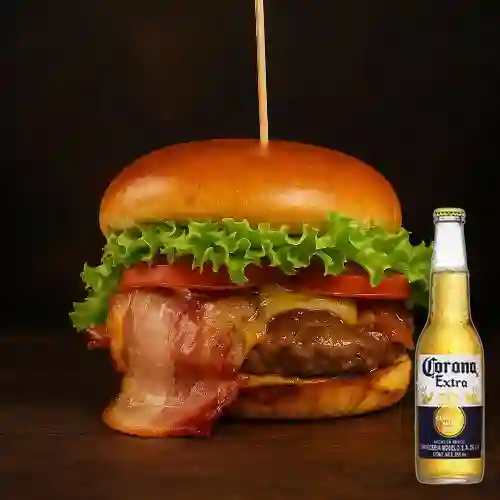 Combo Hamburguesa Talla S + Cerveza Corona Bot. 355ml