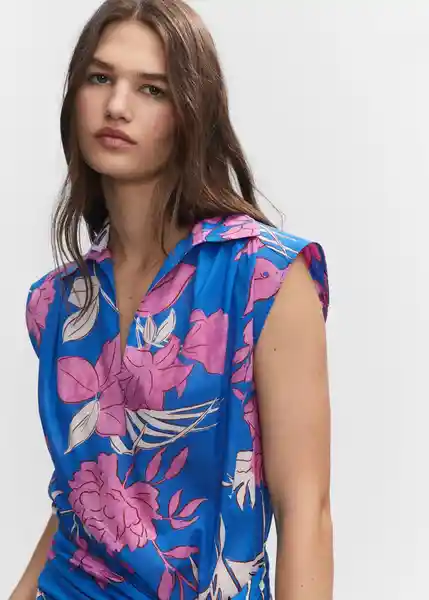 Camisa Nuti Azul Talla M Mujer Mango