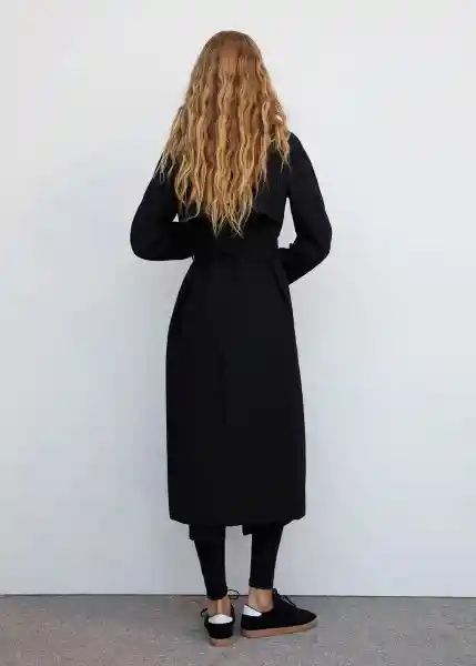 Abrigo Trench Geisha Negro Talla L Mujer Mango