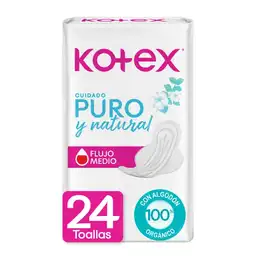 Toallas Higiénicas Kotex Puro y Natural 24 Und