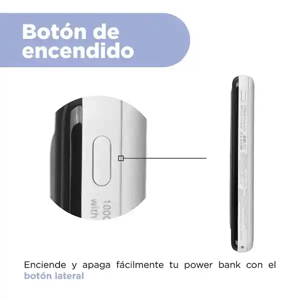 Bateria de Respaldo 10000mah Con 4 Cables Blanco Serie Miniso
