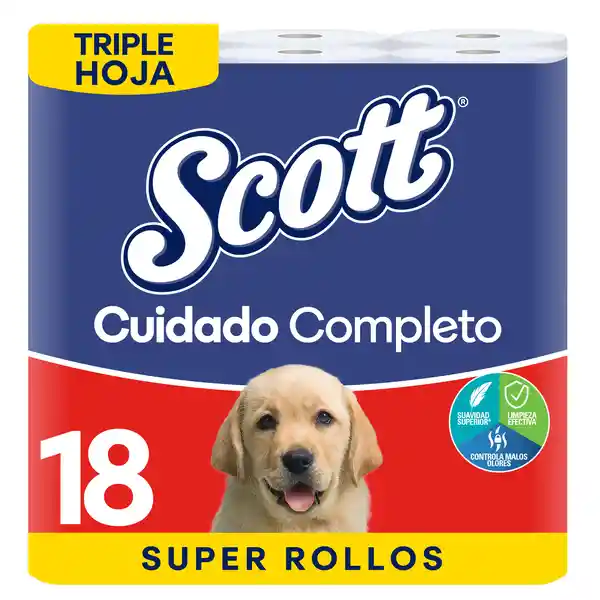 Scott Papel Higiénico Cuidado Completo Triple Hoja 30 Metros
