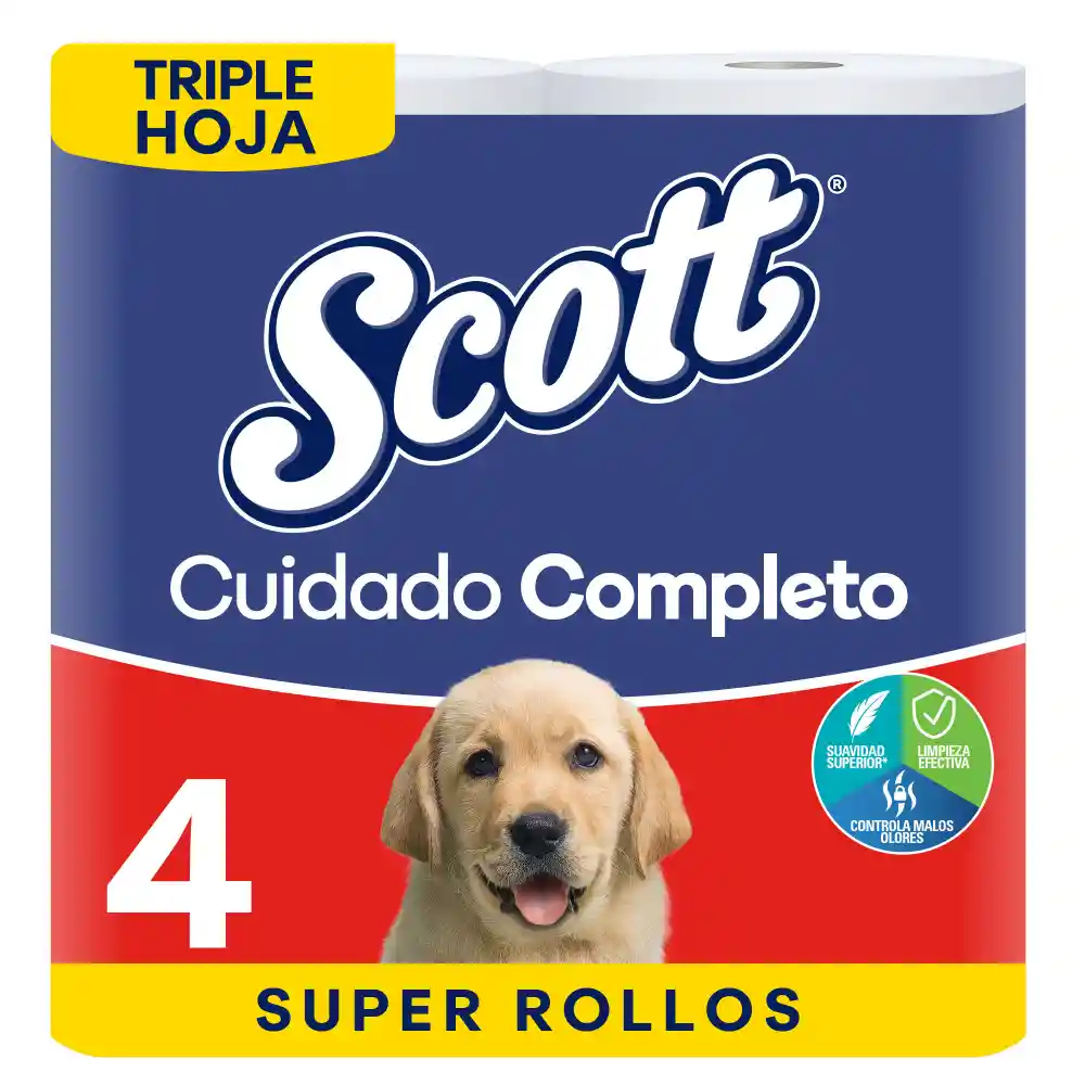 Scott Papel Higiénico Cuidado Completo Triple Hoja Rollos