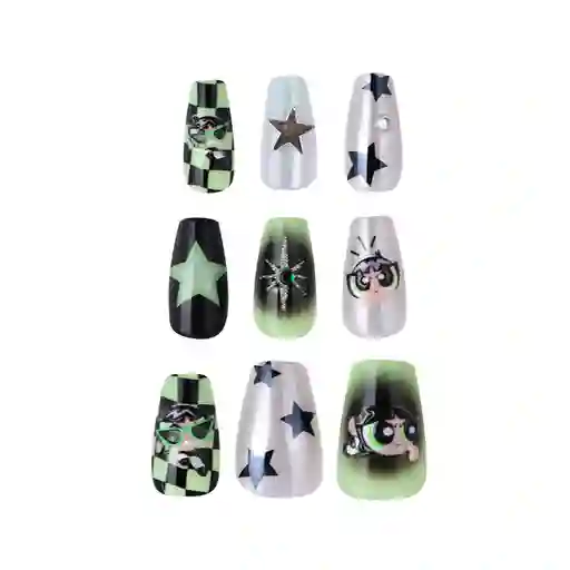 Set Uñas Postizas Serie Las Chicas Superpoderosas 03 Miniso