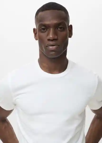 Camiseta Strech Blanco Talla M Hombre Mango