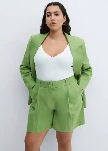 Bermuda Tempoli Verde Talla 42 Mujer Mango