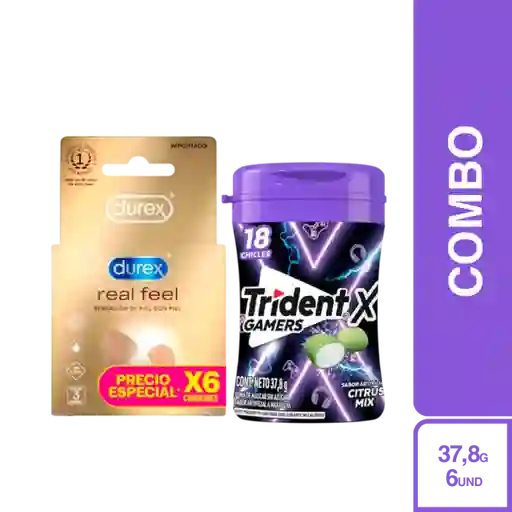 Combo Trident Passionfruit + Condón Durex Real Feel 6 Und