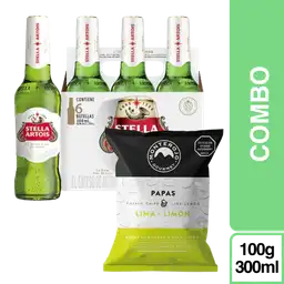 Combo Monterojo Papa Lima Limón + Stella Artois Pack Cerveza