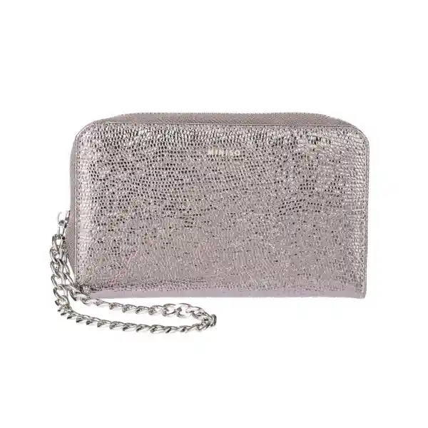 Billetera Para Mujer y Correa de Cadena Metalizada Plata Miniso