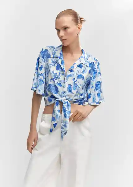 Camisa Milos Azul Talla XS Mujer Mango