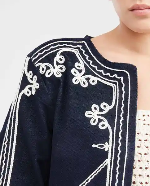 Chaqueta Collarless Embroid Azul Dark Ultra Oscuro XS Chevignon