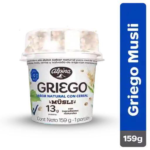 Yogurt Alpina Griego Ent Sin Dulce Cereal (159 Gr)