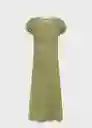 Vestido Pomelo Verde Talla M Mujer Mango
