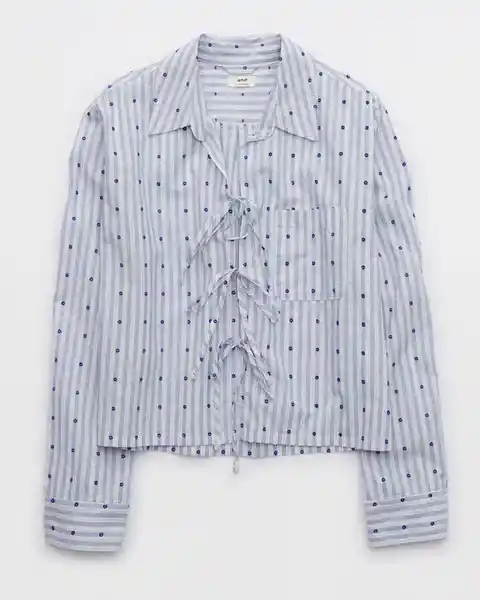 Camisa de Pijama Aerie Azul Talla LARGE 1808582 American Eagle