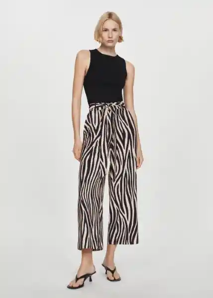Pantalón Plumas Negro Talla M Mujer Mango