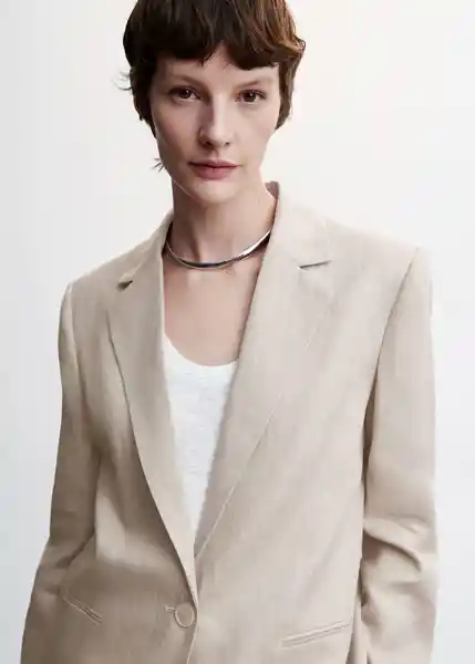 Blazer Americana Salmos Beige Talla M Mujer Mango