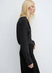 Camisa Massima Negro Talla M Mujer Mango