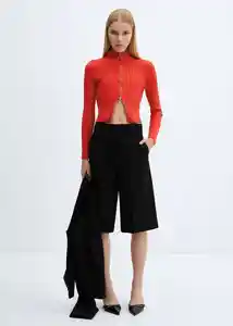 Buzo Cardigan Teriyaki Rojo Talla M Mujer Mango