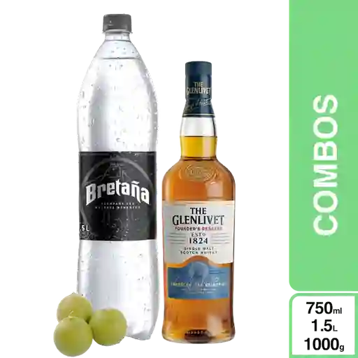 Combo The Glenlivet Founders 700 mL + Bretaña 1.5 mL + Limón