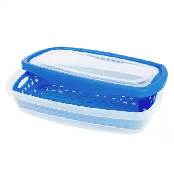 Recipiente Hermético Con Canasta Azul Kiper 1.5 L