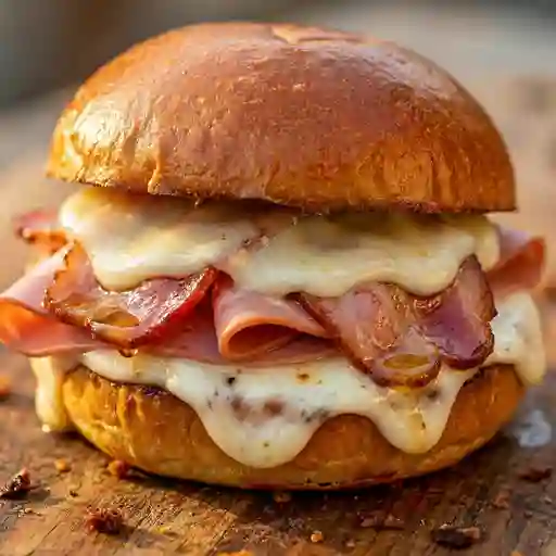 Sándwich mixto tocineta y mortadela