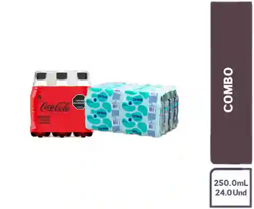 Combo Agua brisa plain x 24 unds + Bebida Gaseosa Sin Azucar 6 pack 250 ml - Coca Cola - 1 Und - Coca Cola - 1 ud. - Coca Cola - 1 
