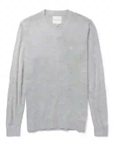 American Eagle Suéter Icon Cuello v Gris Claro Talla Medium
