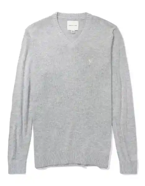 American Eagle Suéter Icon Cuello v Gris Claro Talla Medium