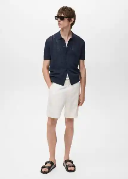 Camisa Azafran-H Navy Talla M Hombre Mango