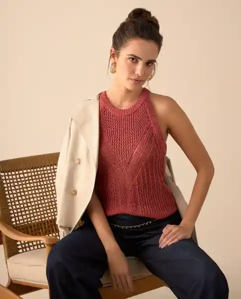 Blusa Tejido Rojo Cherry Oscuro Talla M 661G205 Esprit