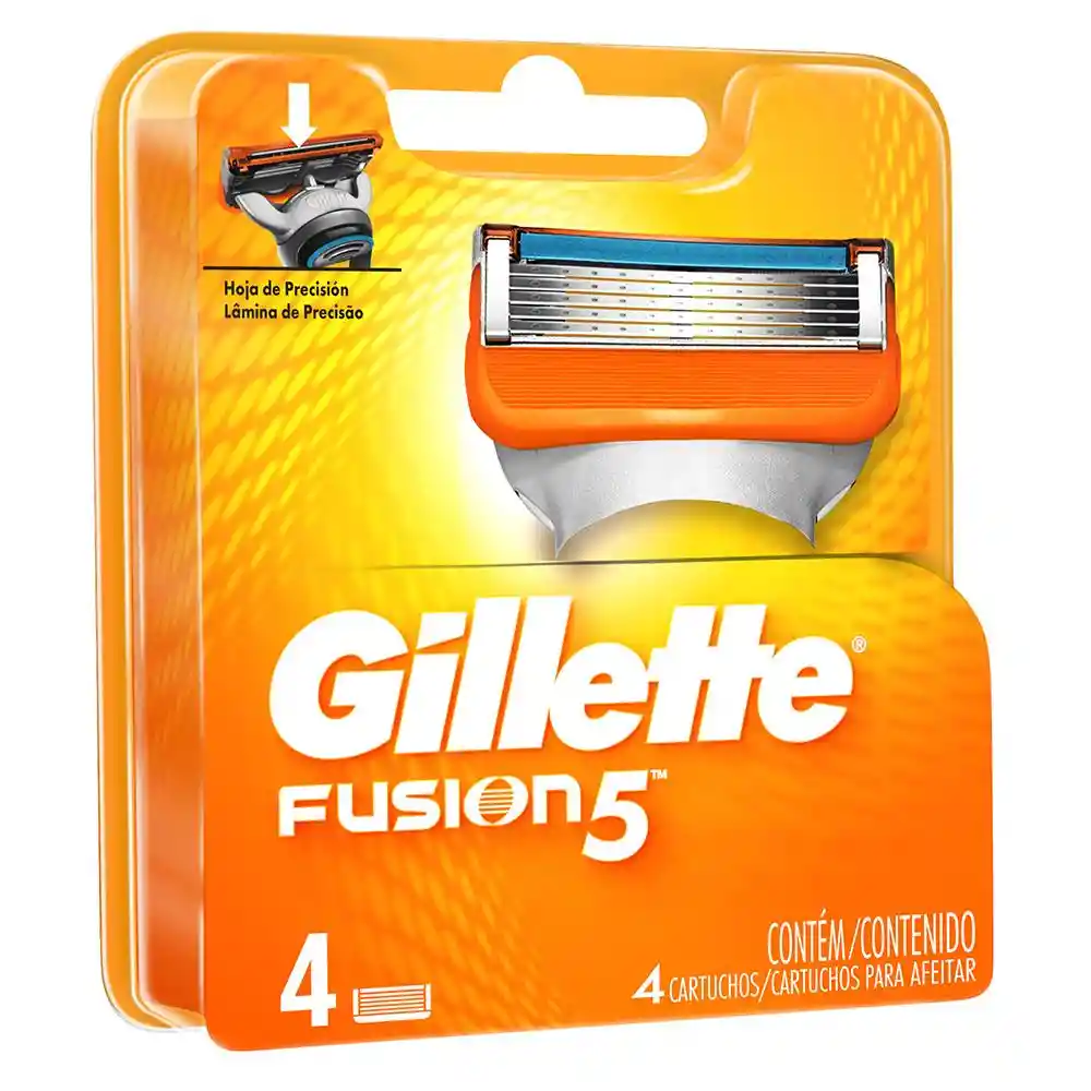 Gillette Repuestos Maquinilla Fusion 5, Caja x 4 Unidades