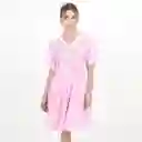 Vestido Cuello V Manga Corta Morado Talla S 552257