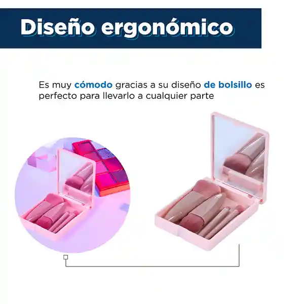 Set de Brochas de Maquillaje Portátiles Con Caja Espejo Miniso