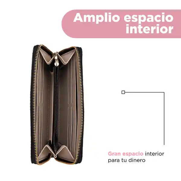 Billetera Para Mujer Elegante Grande Serie Negro Miniso