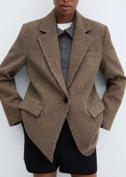 Blazer Americana Olimpia Marrón Talla L Mujer Mango