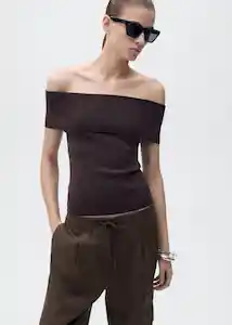 Pantalón Olive Marrón Talla 38 Mujer Mango