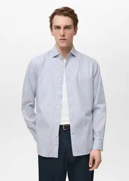 Camisa Donosti Azul Talla S Hombre Mango