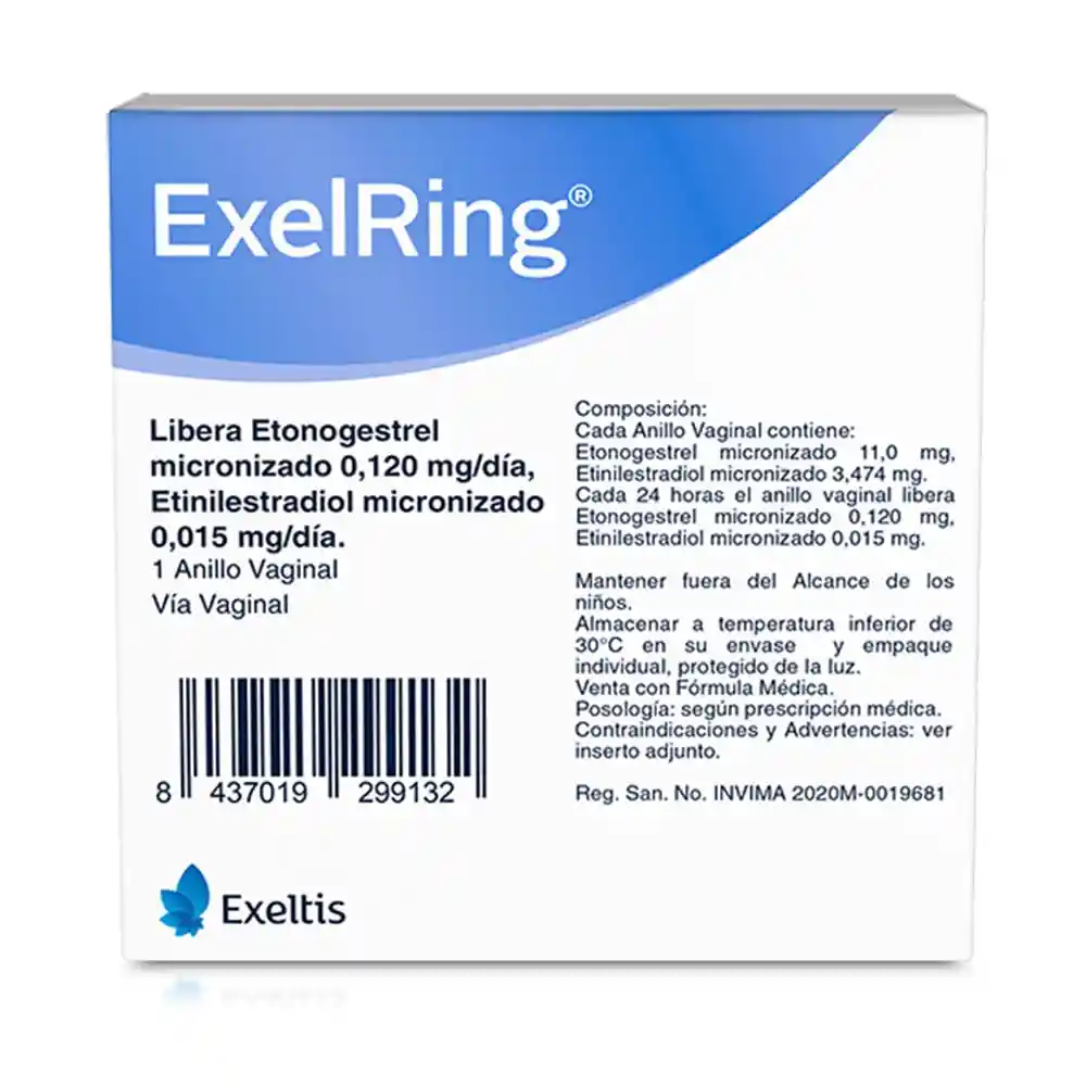 Exelring Anillo Vaginal (0.120 mg / 0.015 mg)