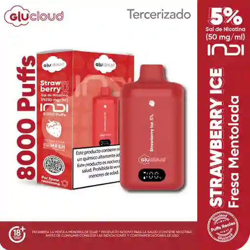 Glucloud Vape Strawberry Ice Indi / 8000 Puffs