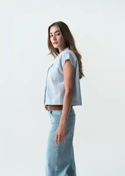 Camisa Karol Mujer Azul Colonia Medio Talla M 513G357 Naf Naf