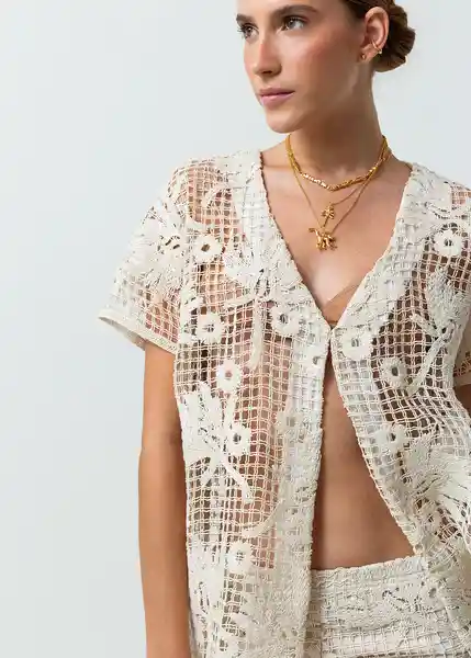 Camisa Tejido Crudo Marfil Mujer Claro Talla M/L 482G005 Naf Naf