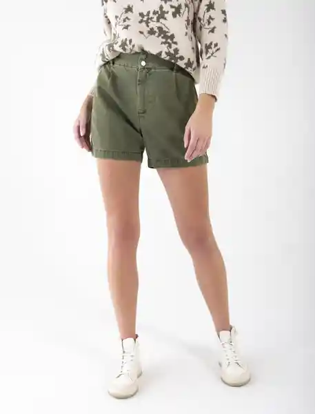 Short De Tiro Alto Verde Cocodrilo Oscuro Talla 4 Mujer Naf Naf