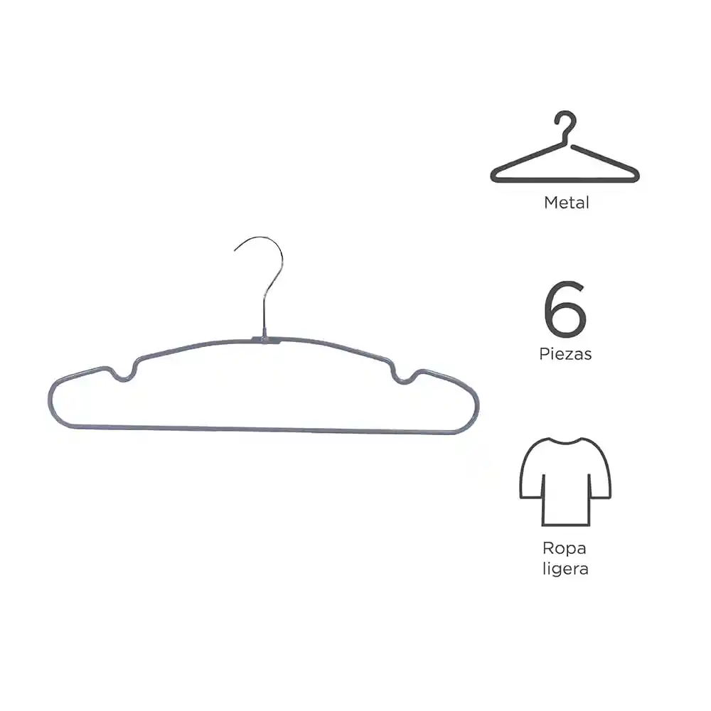 Miniso Gancho Para Ropa Mate Anti-Deslizantes Gris XL