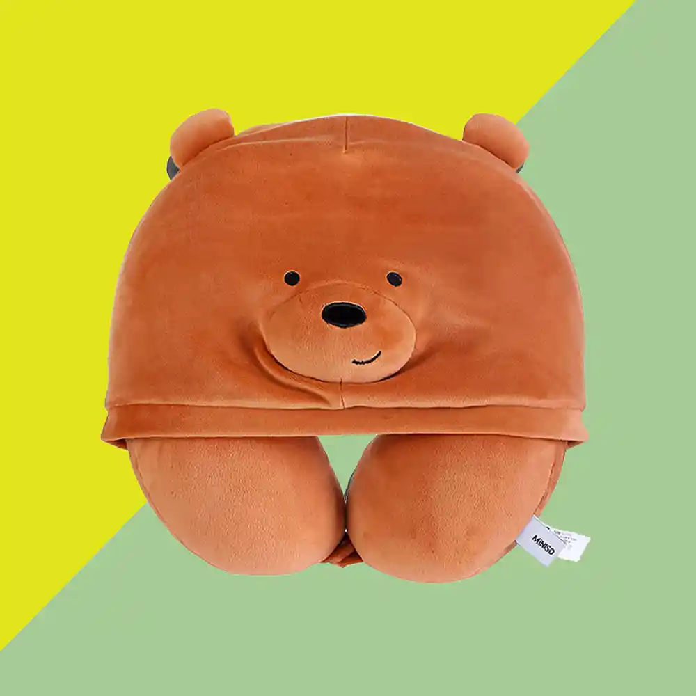 Miniso Almohada Para Viaje Con Capucha Grizzly we Bare Bears