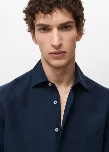 Camisa Avispa Navy Talla XS Hombre Mango
